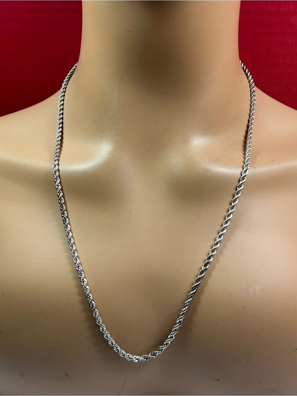 Sterling Silver Heavier Rope Style Chain / Necklace. 24 inches long